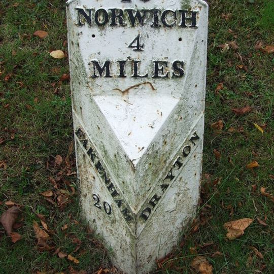 Milepost, 20yds W of jct with Taverham Rd