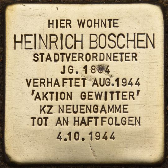 Stolperstein dedicated to Heinrich Boschen