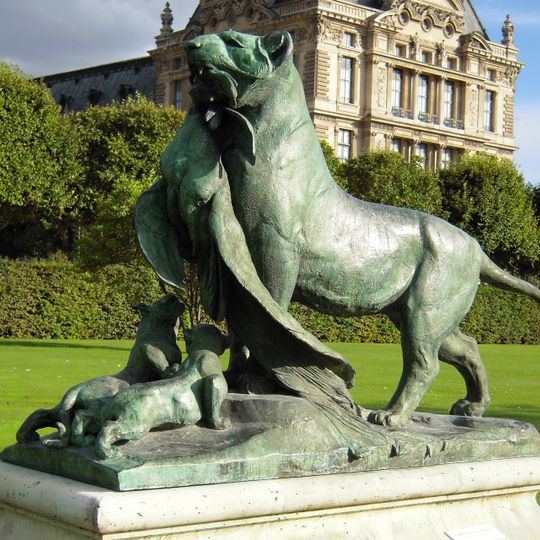Tiger Bringing a Peacock to Her Litter