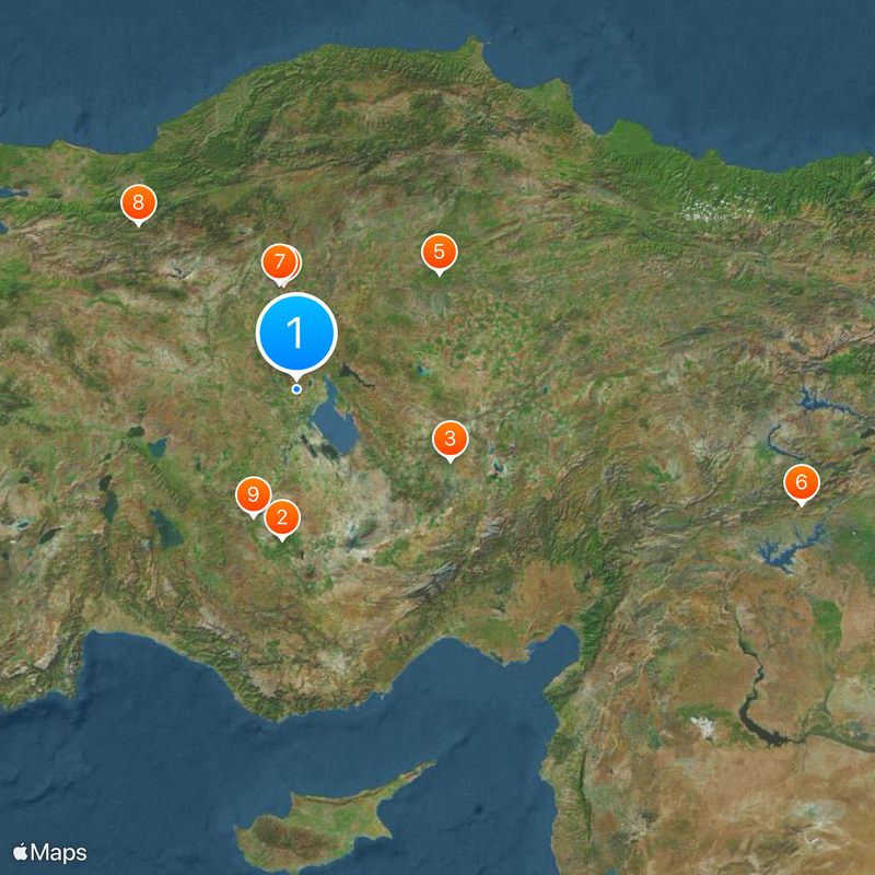 Région de l'Anatolie centrale Carte