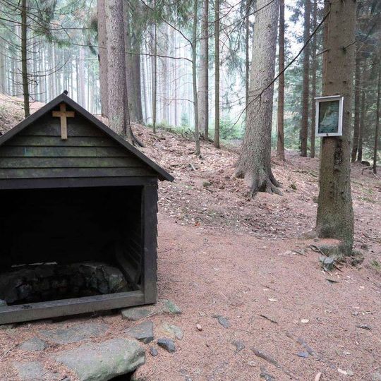Obrázek madony u studánky U Panny Lídy v Brdech