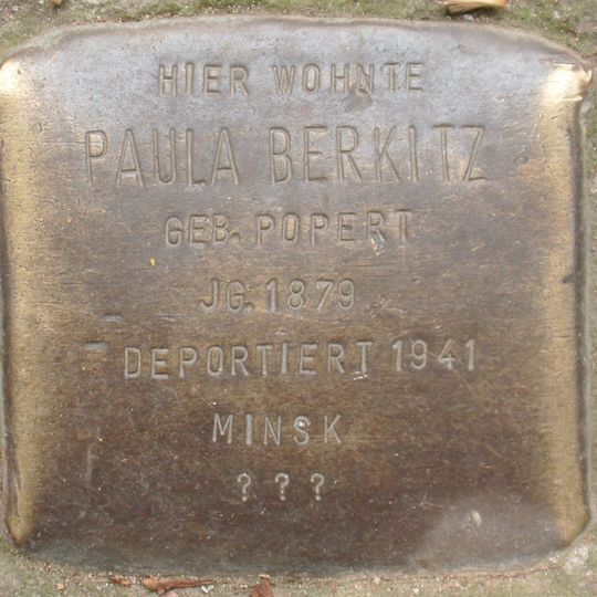 Stolperstein dedicated to Paula Berkitz