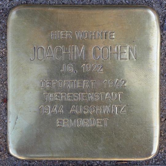 Stolperstein en memoria de Joachim Cohen