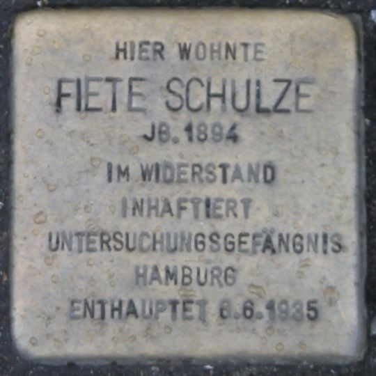 Stolperstein en memoria de Fiete Schulze