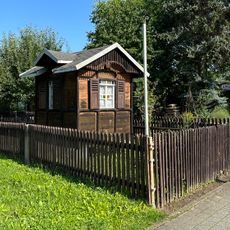 Sogenannte Simonsche Laube, Gartenlaube in der Kleingartensparte „Am Klinkborn“ Amselweg 1
