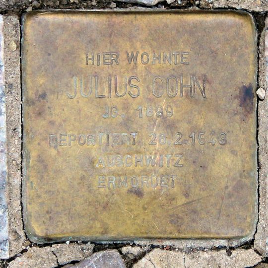 Stolperstein dedicated to Julius Cohn