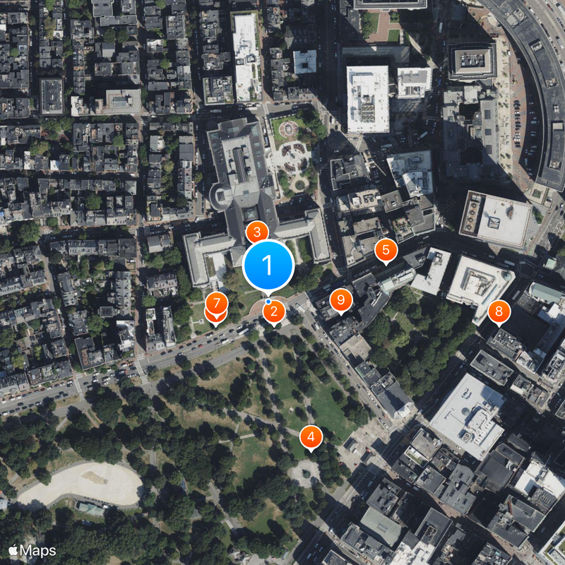 Capitole de l'État du Massachusetts Carte