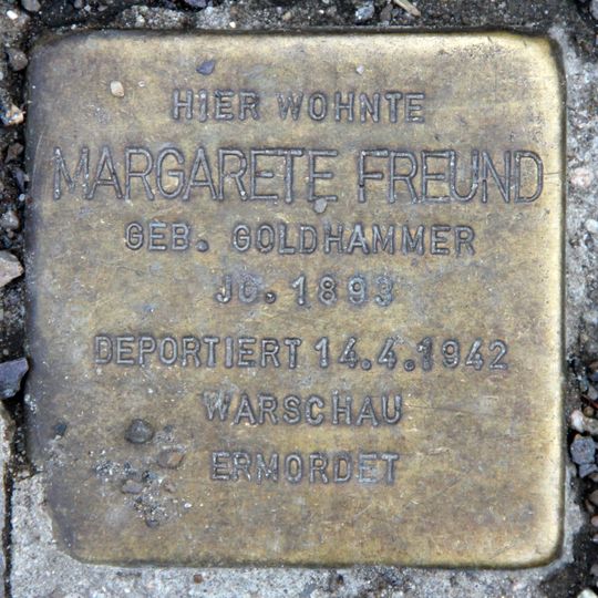 Stolperstein dedicated to Cäcilie Margarete Freund