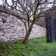 Newarke Wall, along north west end of gardens of Newarke Houses Museum