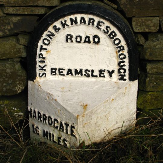 Milestone, just E of intersection nr Bolton Bridge, opp road to Beamsley