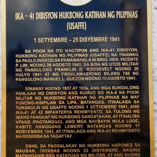 41st Division Philippine Army (USAFFE) historical marker