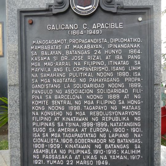 Galicano C. Apacible historical marker
