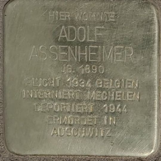 Stolperstein dedicated to Adolf Assenheimer