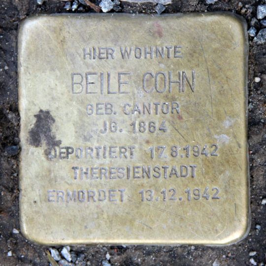 Stolperstein dedicated to Beile Cohn