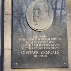 Commemorative plaque to Gustavs Zemgals