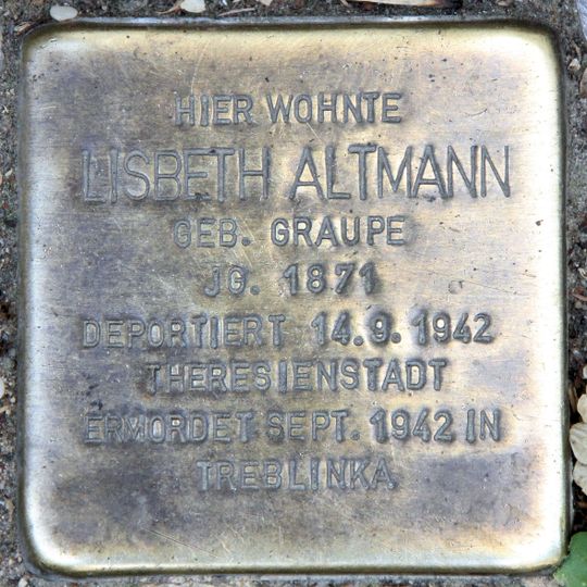 Stolperstein dedicated to Lisbeth Altmann