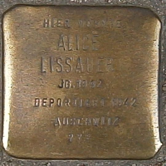 Stolperstein dedicated to Alice Lissauer