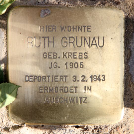 Stolperstein dedicated to Ruth Grunau