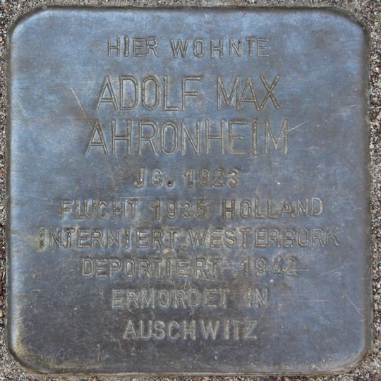 Stolperstein dedicated to Adolf Max Ahronheim