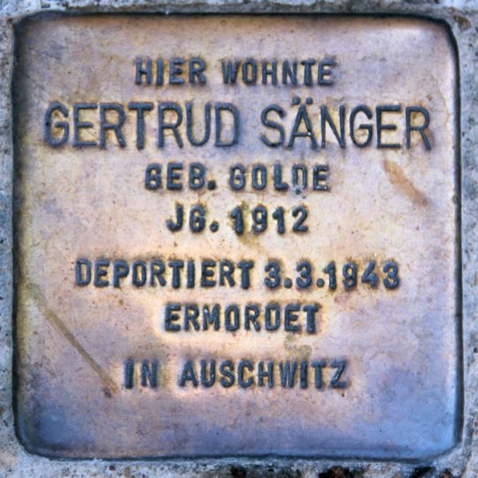 Stolperstein dedicated to Gertrud Sänger