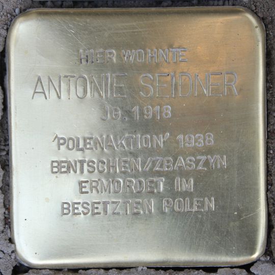 Stolperstein dedicated to Antonie Seidner