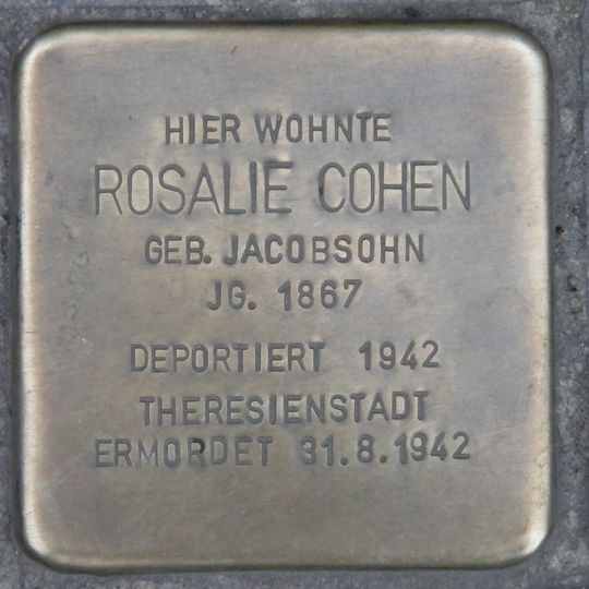Stolperstein dedicated to Rosalie Cohen