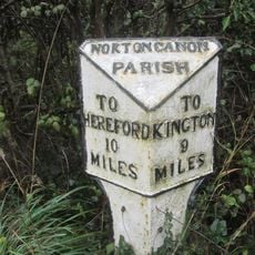 Milepost, Norton Canon; opp.  church turn