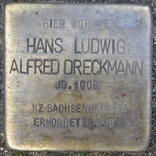 Stolperstein dedicated to Hans Ludwig Alfred Dreckmann