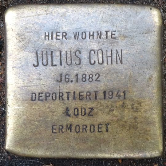 Stolperstein dedicated to Julius Cohn