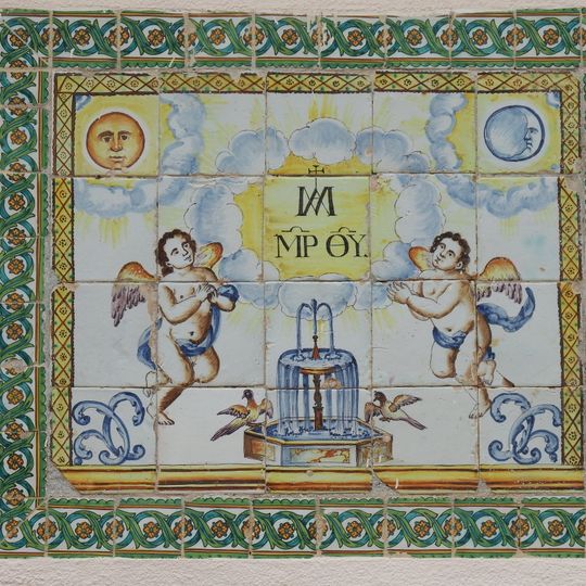 Retablo cerámico con el monograma del nombre de María, Casa Forestal del Saler