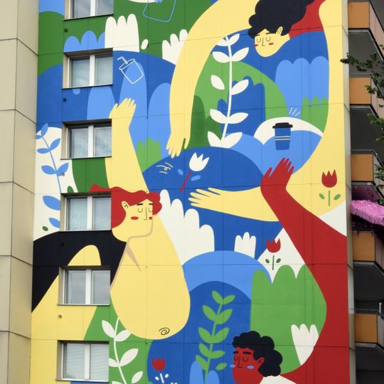 Mural von Júlia Mota Albuquerque im Klausingring 21