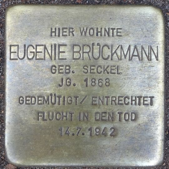 Stolperstein dedicated to Eugenie Brückmann