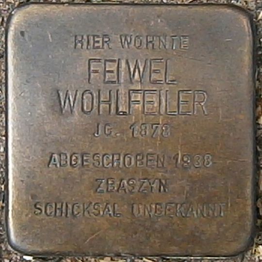 Stolperstein dedicated to Feiwel Wohlfeiler