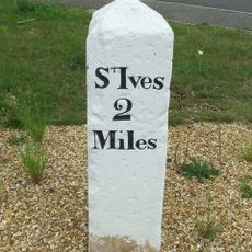 Milestone, 2 miles N of Hilton, S of slip roads to A14