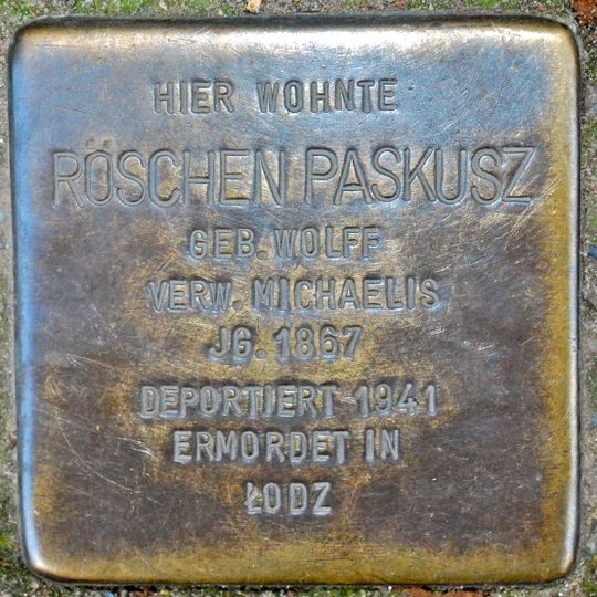 Stolperstein à la mémoire de Röschen Paskusz