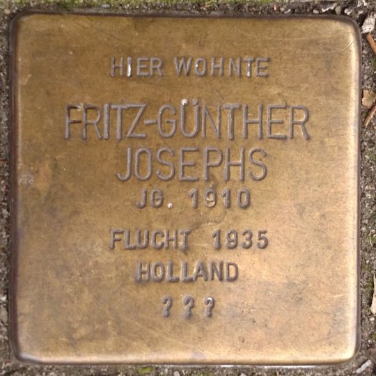 Stolperstein à la mémoire de Fritz-Günther Josephs