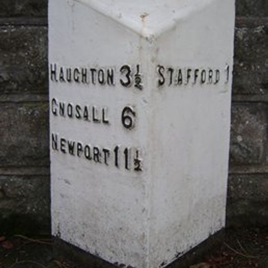 Milepost, Newport Road, E of West Way and W of Stafford town centre
