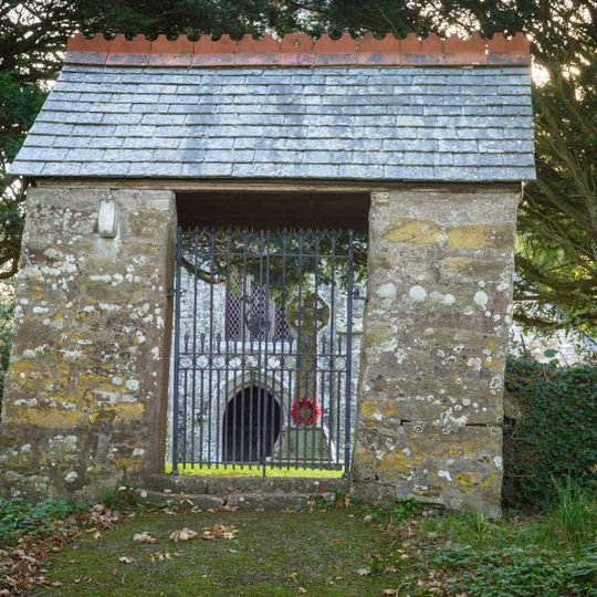 Lychgate and Churchyard Wall Along Road