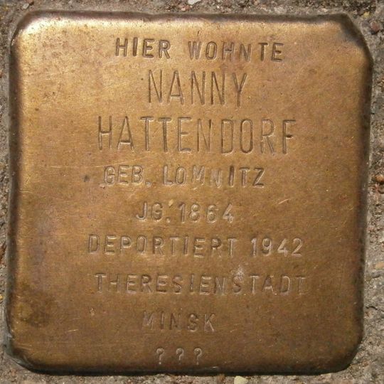 Stolperstein dedicated to Nanny Hattendorf