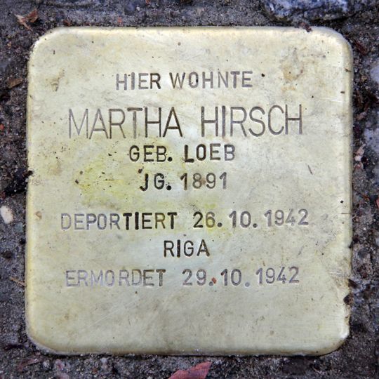 Stolperstein dedicated to Martha Hirsch