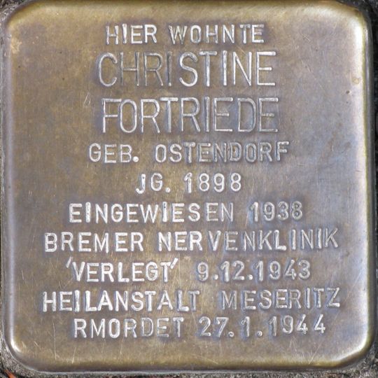 Stolperstein en memoria de Christine Fortriede
