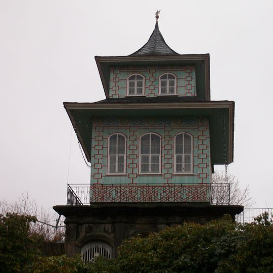 Garten mit Pagode und Toreinfahrt Laubegäßchen 4