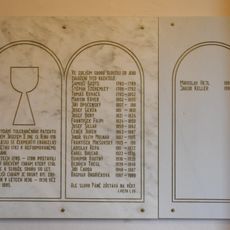 Pamětní deska se seznamem farářů sboru