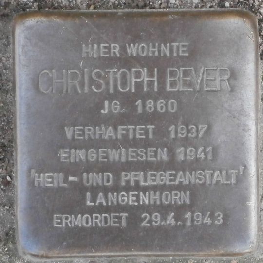 Stolperstein en memoria de Christoph Bever