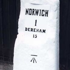 Milestone, Dereham Road, by No. 377, W of jct with Waterworks Rd