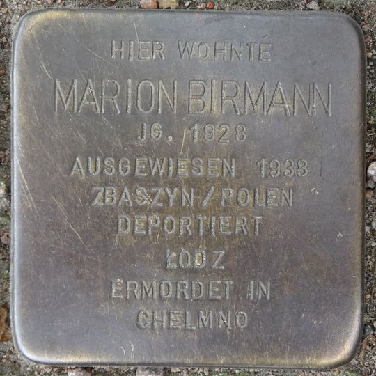 Stolperstein en memoria de Marion Birmann