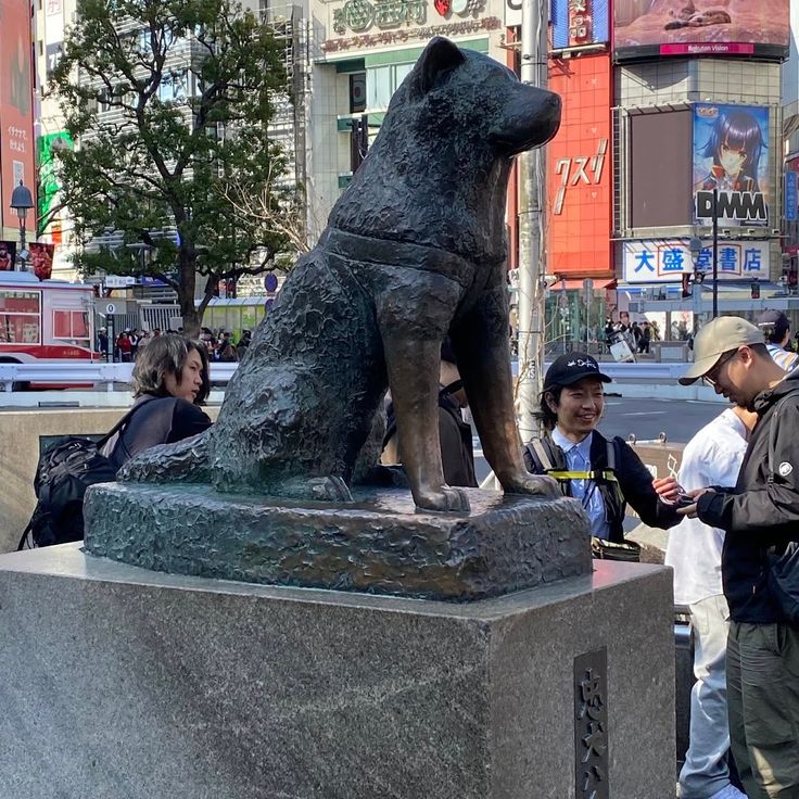 Hachiko and Akita Dog Statues in Odate