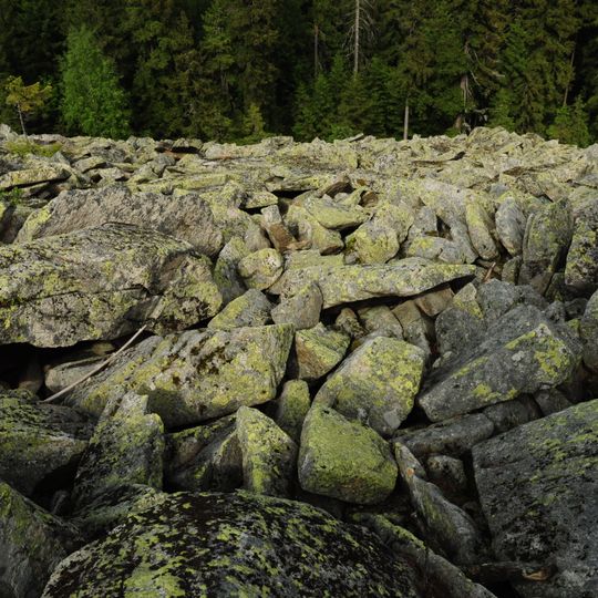 Blockmeer am Gipfel der Platte WNW von Tröstau