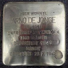 Stolperstein dedicated to Arno de Jonge