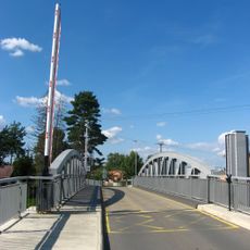 Bridge of 9. května street over the canal in Lužec nad Vltavou